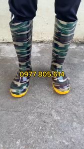 Ủng bảo hộ lao động Hoa San size 39-43 màu xanh đế vàng cứng #022 ủng nam U022 RRĐV