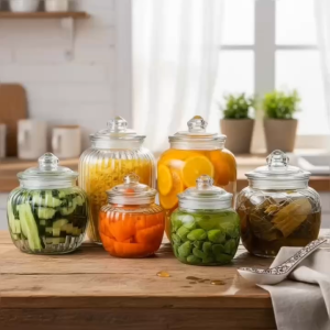 Hũ Thủy Tinh Cao Cấp Đựng Gia Vị Hoa Quả Ngâm Kiểu Dáng Bầu Trơn/Sọc/Lưới Nhiều Kích Thước
