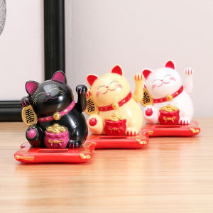 2.95 Inches Solar Waving Cat Maneki Neko Lucky Cat Wave Hand Cat For Car Decorations
