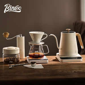 BINCOO Hand Pour Coffee Dripper Filter Set Glass Brew Sharing Pot Tea Brewing & Temperature Retention Electric Kettle Stainless Steel