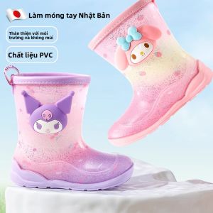 MONLEYTA | Giày đi mưa trẻ em nhẹ chống trượt Giày bốt cao PVC mùa hè cho bé gái trẻ em từ 3-12 tuổi Bốt đi mưa