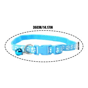 PawPulse【Local Stock】4Pcs Pet Adjustable Collar With Bell Cartoon Footprint Pattern Collar Safety Buckle Pet Supplie