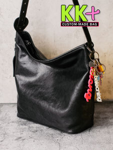 Large Capacity Bucket Bag Womens Single Shoulder Top Layer Cowhide Crossbody Black Commuter Genuine Leather Handbags