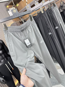 Ice Silk Air Conditioning Sports Casual Pants High Elasticity Summer Mens Solid Color Trendy Loose Fit Youth Popular Long Pants