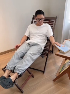 Bamboo Lounge Chair Folding Chair Adult Nap Chair Elderly Leisurely Chair Balcony Lazy Person Leaning Chair Summer Cool Nap Chair Home Use