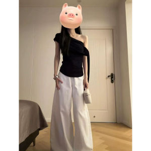 T-shirt Stylish Slim-fit Crop Top Off-shoulder Waist-defining