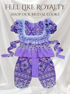 ชุดไทยเด็กหญิงประยุกต์สีม่วง ชุดไทยเด็กประยุกต์สีชมพู เซต 2 ชิ้น