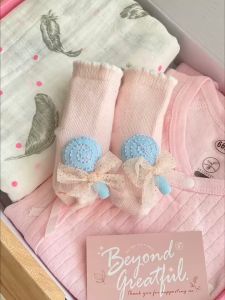 Seednery Newborn Baby Girl  Pink Jumpsuit  Bunny Gift Set | Baby Clothes Pink Jumpsuit Bunny  Cute Giftbox for baby 3-6m 6-9m