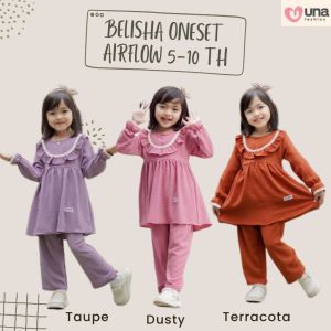 UNA FASHION ONE SET CRINCKLE POLOS ANAK CEWEK 5-10 TH SETELAN PANJANG MUSLIM LEBARAN / NGAJI BELISHA