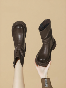 Josiny | Retro Belted Platform Womens Boots Thick Sole