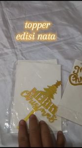 Topper Cake Kue hiasan bolu tart Natal merry christmas satuan Gold