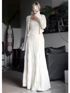 Plus size women clothing Chubby Girl French style High-Grade Butterfly Sling Dress Womens Spring and Summer Temperament Slimming Waist Hugging Long Skirt