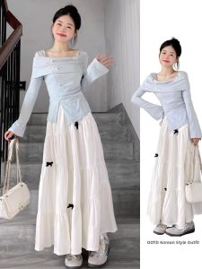 HUOLISI | Off-shoulder Fitted Sweater Top