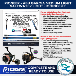 Pioneer 3000 4000HS HIGH SPEED Reel - Abu Garcia Vengeance VGS632ML Medium Light Saltwater Jigging COMBO Set