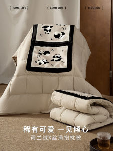 Cute Panda Sofa Pillow Blanket Two-In-One Living Room Foldable Blanket Car Use Durable Soft Polyester Home Decorative Cushion