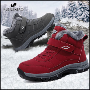 Jeep Spirit Mens And Womens Waterproof Snow Boots Laceless Boots Hiking Shoes Black Winter COD