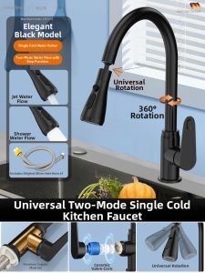 YALANDENG | Single Cold Pull-Out Kitchen Faucet with Extendable and Universal Joint