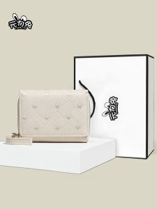 Elegant Embroidered Short Wallet for Women Three Fold Heart Shape Coin Purse Youth Fashion Synthetic Leather PU Material