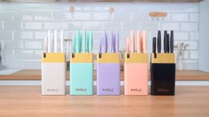 RAVELLE Pisau Dapur Anti Lengket 7 in 1 Set - Royal Block Knife Set