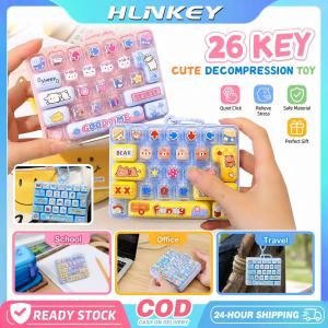 HLINKEY Mini 26-Button Keyboard Fidget Toy Keychain Cute Cartoon Stress Relief Decompression Pendant for Bag Backpack Car Anxiety Relief Fidget Toy for Adults Kids Portable Durable