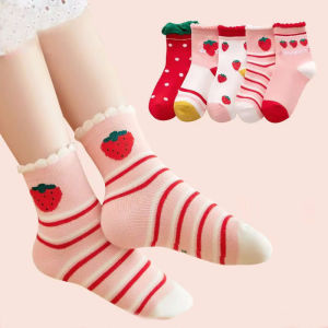 Lawadka ถุงเท้าพิมพ์ลายสำหรับเด็กผู้หญิงถุงเท้ากีฬาเด็ก0-13Y นุ่มนักเรียนของเด็กผู้หญิงใหม่5คู่/ล็อต