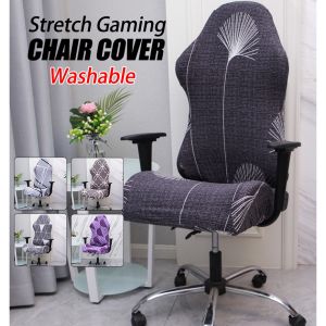 [ Free Shipping ] Gaming Chair Cover Elastic Office Chair Cover Stretch Printed Computer Chair Slipcover for Leather Office Game Reclining Racing Ruffled Gamer Chair Protector With Armrest Cover