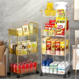 คุณภาพสูง ชั้นวางของในห้องน้ำ ชั้นวางของมีล้อ ชั้นวางของรถเข็นพลาสติก 2/3/4ชั้นชั้นวางของแบบโปร่งใส เคลื่อนย้ายสะดวก พร้อมส่ง