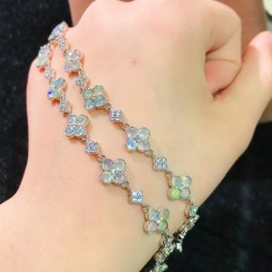 Montagne Jewelry 925 Silver Bracelet Four Leaf Clover Design 805 Fine Jewellery Natural Opal Bracelets Adjustable Size Cuff