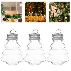 5/10PC Christmas Tree Hanging Candy Bottle Party Transparent Plastic Candy Jar Decor  New Year Decor Xmas Beverage Bottle