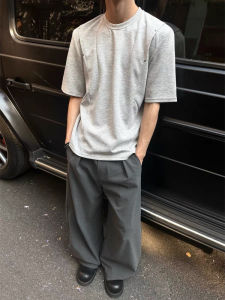 American Retro Deconstructed Rivet Pleated Short Sleeve T-Shirt Men Summer Heavy Design Boxy Loose Half Sleeve Top