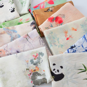 ผ้าลินินไหมผสมสไตล์จีนใหม่สำหรับฤดูร้อน ผ้าลินินไหมผสมปักลายสำหรับฤดูร้อน ผ้ากันยุงสำหรับกระโปรงชุดฮันฟู ผ้าปักลายสำหรับฤดูร้อน