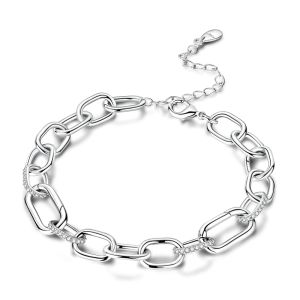 Vòng Tay Dây Xích Bạc 925 Sterling Có Khóa Điều Chỉnh Dành Cho Nữ Kèm Charm Và Hạt Cườm Nguyên Bản Để Tự Làm Món Quà Kiểu Dáng Cổ Điển