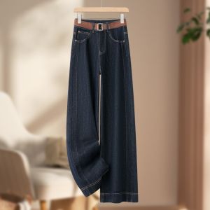 Etam High Waist Wide Leg Denim Blue Jeans Womens Spring Autumn 2025 New Style Slimming Floor-Length Straight Leg Pants