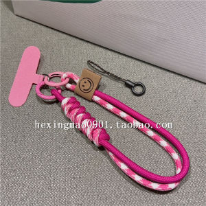 Trendy Color Block Woven Bracelet Lanyard Creative Mobile Phone Pendant Portable Wristband Keychain Anti-Loss Anti-Fall for Women