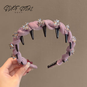 เครื่องประดับผมสไตล์เกาหลีแบบสวมที่มีลวดลายเพชรเทียมและตาข่ายสำหรับผู้หญิงที่สวมใส่ได้ตลอดทั้งปี