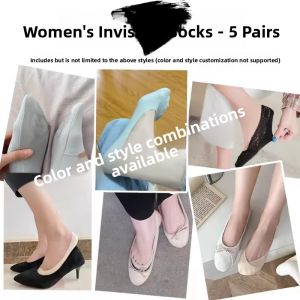 OULIANNIAO | Invisible Summer Thin Ice Silk Cotton Sweat Absorbent Non Slip High Heel Socks Women Hollow Out Boat Socks Breathable Mesh