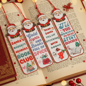 Christmas Acrylic Bookmark Santa Claus Design Reading Accessories for Bookworms Birthday Gift for Women Christmas Gift