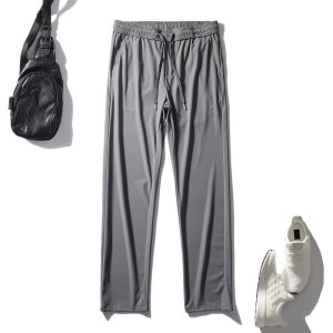 Ice Silk Mens Casual Pants Summer New Style Quick Dry Breathable Loose Straight Leg Sport Leisure Trousers Fashionable