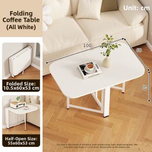Space-saving No-assembly Cream-style Low Table