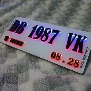 Plat Motor Custom Timbul LED Floos