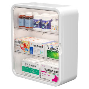 Transparent Wall-Mounted Medicine Cabinet Large Capacity Storage Box Home First Aid Kit Drug Classification Box Plastic Material