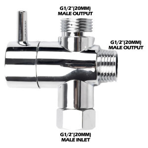 G1/2in 3 Way Diverter Valve T-Adapter Converter For Shower Brass Water Tap Connector Bathroom Faucet Water Separator