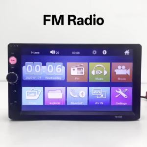 Máy Nghe Nhạc MP5 Ô Tô 7 Inch Màn Hình Cảm Ứng Bluetooth 2 DIN Kép Camera 12 LED Radio Stereo Màu Đen Với USB SD TF AUX IN Dành Cho Xe Hơi