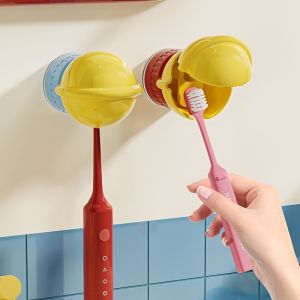 Suction Cup Toothbrush Holder Plastic Toothbrush Protector Cap Wall-mounted Toothpaste Holder Cute Bathroom Brush Pod Case
