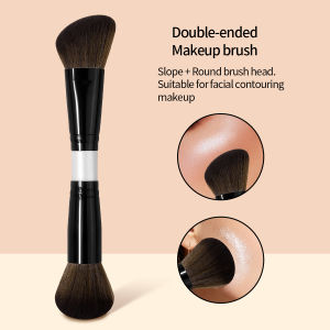 1Pc Double‑ended Contour Makeup Brush Slope & Round Head Cosmetic Brush For Face Contouring Bronzer Highlighter Blush Make‑up Be