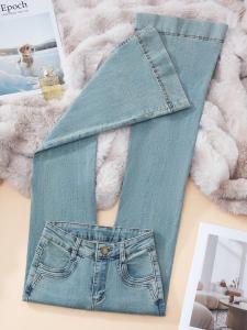 Light Wash Bell Bottom Jeans Womens High Waist Elastic Long Pants Spring Autumn New Style Casual Cotton Stretch Denim Skinnies