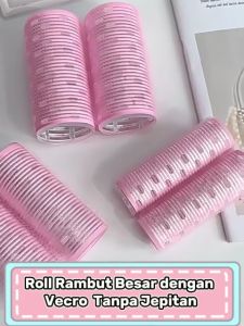 Roll Poni Besar Roll Rambut Velcro Tanpa Jepitan Alat Keriting Rambut Heatless Curler 2 Ukuran