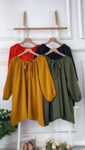 Naila Blouse Wanita Crinkle Airflow Jumbo / Blouse lengan balon /Atasan Wanita Crinkle Premium