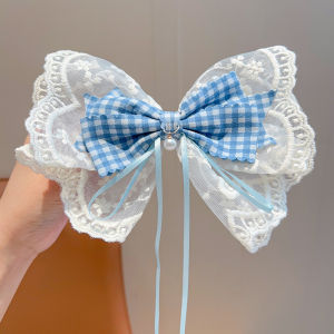 Kẹp Tóc Gingham Voan Nơ