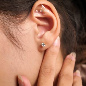 Xuping Anting Tusuk Wanita Perhiasan Lapis Emas Model Mata Cengkeh Gigi 6